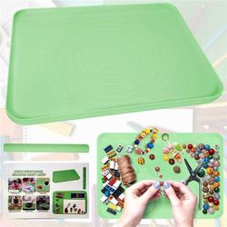 Large Silicone Art Mat 24x19.5 Craft & Painting Mat w/ Raised Edges for Jewelry, Playdough & Activities Green