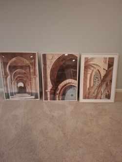 Set of 3 Framed Moroccan Architecture Wall Art Prints