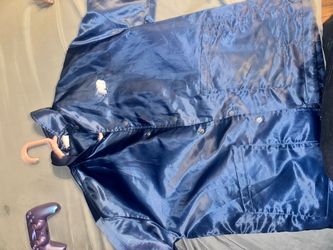 Navy Blue Satin Snap-Button Jacket