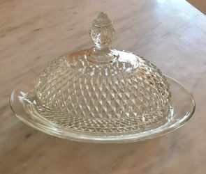 Vintage Diamond Point Covered Butter/Jewelry /Condiment Dish