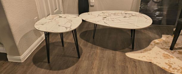 2 piece Stone top coffee table set