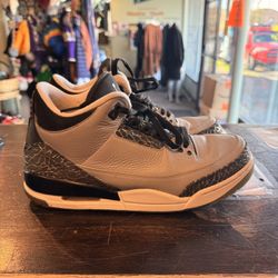 Air Jordan 3 Retro-Silver/Lite Grey/Black- Men’s Size 8.5