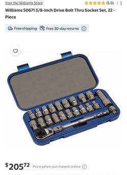 SNAP ON/BLUE POINT/WILLIAMS, 22 PIECE 3/8" BOLT-THRU SOCKET SET - 50671 (BRAND NEW)