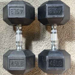 45 lb Rubber Hex Dumbbell