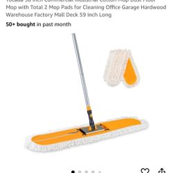 Yocada 36 inch Commercial Industrial Cotton Mop Dust Floor Mop with Total 2 Mop Pads for Cleaning Office Garage Hardwood Warehouse Factory Mall Deck 5