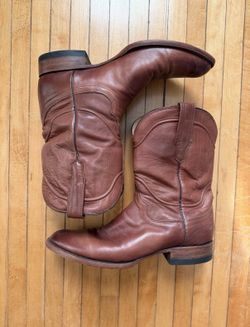 TECOVAS The Earl Roper Western Pull On Calf Skinned Boots Bourbon Brown Sz.10.5D