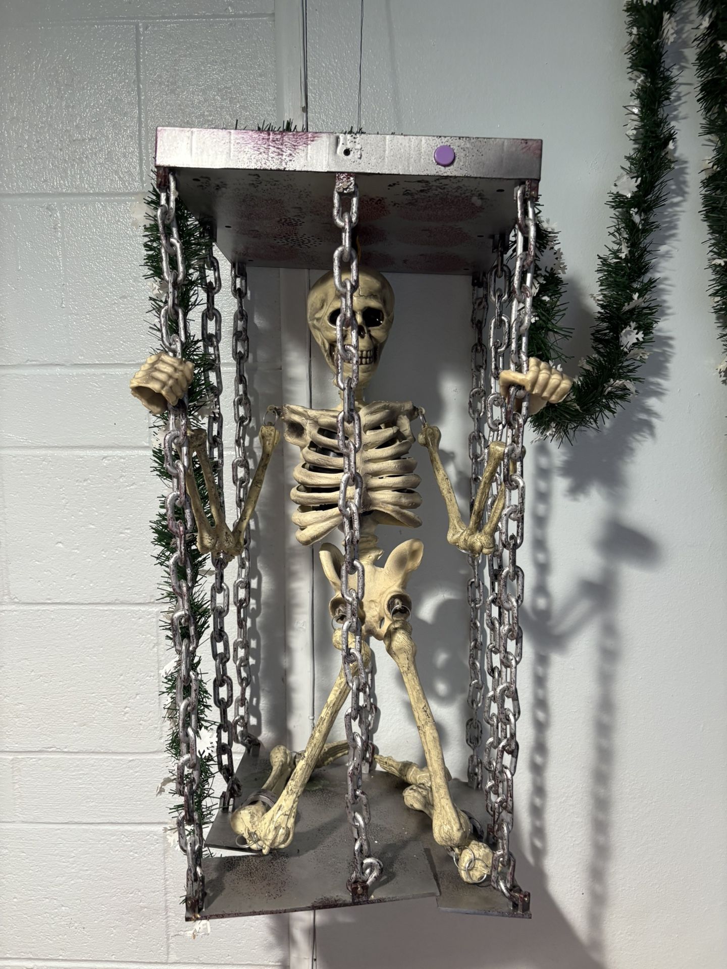 Halloween Skeleton Caged Hanging Decoration