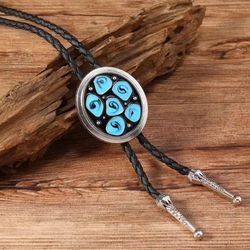 New Western Rodeo Turqouise  Leather Bolo Tie SHIPPING AVAILABLE 