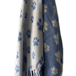 Paw Print Turkish Towel / Pink And Blue Available 