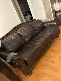 Brown leather sofa
