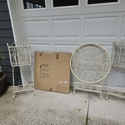 Outdoor Table 28" Glass Top 2 Chairs