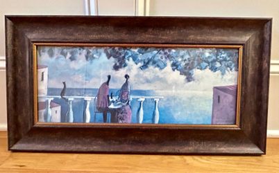 Didier Lourenço "Pareja y Gato" Framed Art Print - Mediterranean View Series