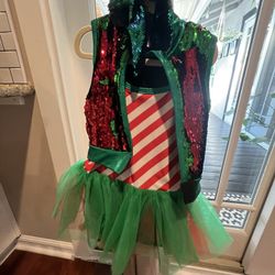 Girls Costume Festive Sequin Dress with Tulle Skirt