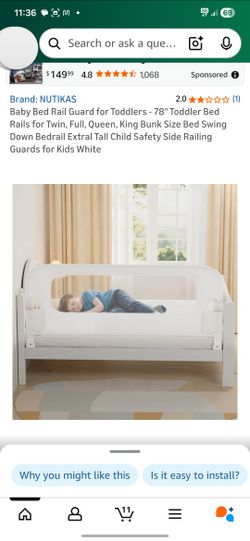 Baby Bed Rail Guard for Toddlers - 78" Toddler Bed Rails for Twin, Full, Queen, King Bunk Size Bed Swing Down Bedrail Extral Tall Child Safety Side Ra