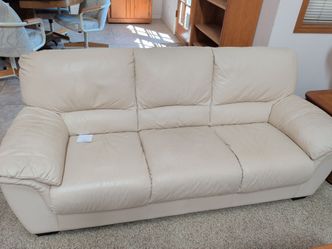 Cream Leather 3-Seat Sofa set