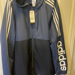 New Adidas Men's 2XL Hooded Windbreaker Jacket ➡️ 70 South Munn Ave East Orange NJ 07018