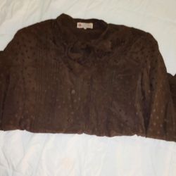 Ladies Peony Button Up Silk Blouse