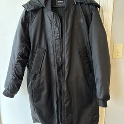 Pink Dolphin Mens Parka Jacket Sz Medium Black Hooded Full Zip Pockets Utility
