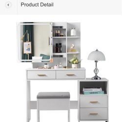 Ktaxon Vanity Set Makeup Vanity Dressing Table with Sliding Mirror, 4 Drawers & Shelves, 