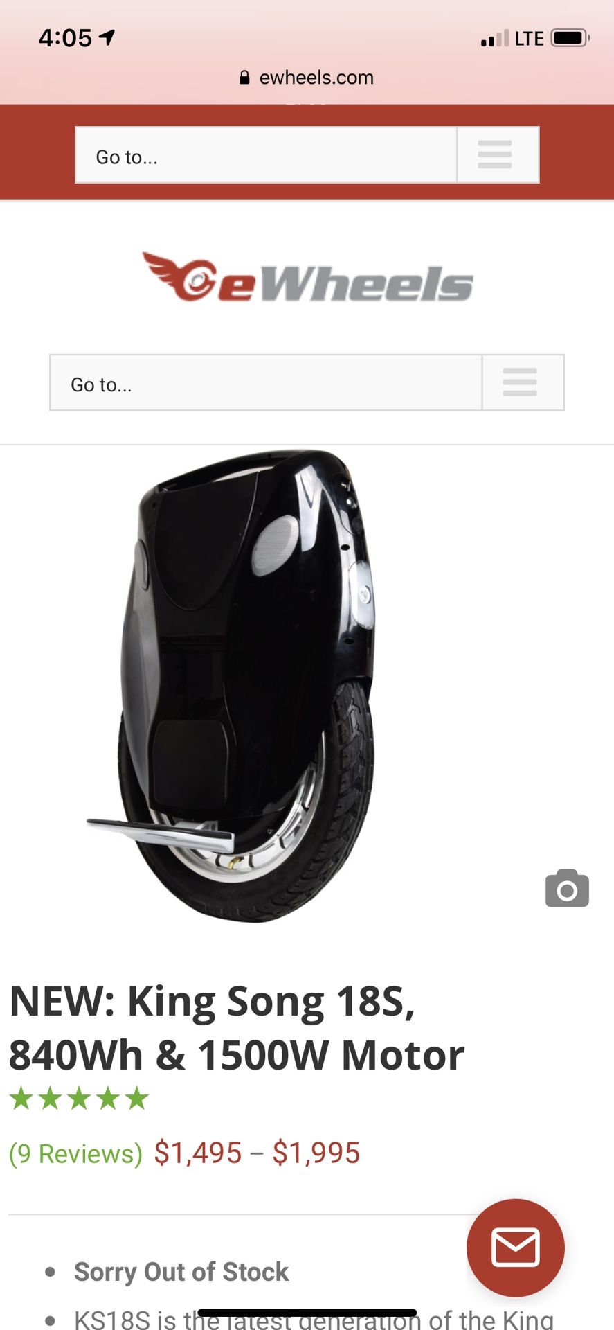 Kingsong 18s 840wh 30mph electric unicycle