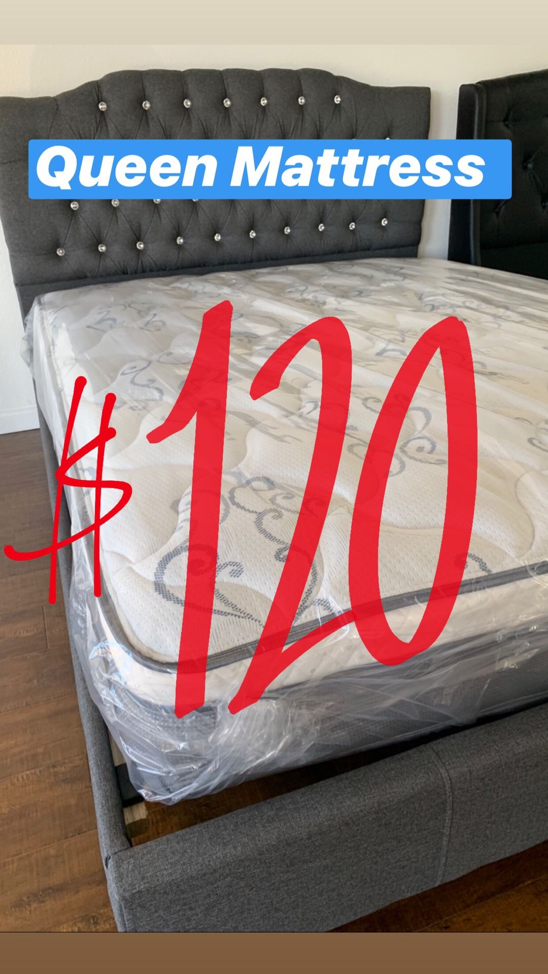 LOCATED IN LOS ANGELES $20 Delivery Fee ‼️ BRAND NEW PILLOW TOP MATTRESSES? COLCHONES NUEVOS PILLOW TOP ? Queen $120 ❌ $180 With Box Spring ?? FU