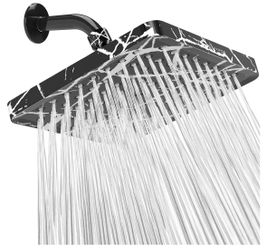 SparkPod Shower Head High Pressure Rain Premium Quality Luxury Design 8” Square Black Marble Bath