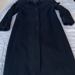 Andrea Brem New York Women’s Size 16 Trench Coat Black 100% Wool Lined