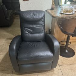 Black Leather Recliner Rocking Chair, Sillón Negro De Piel Butaca