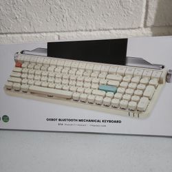 Retro Typewriter Style Wireless Keyboard Bluetooth,Vintage Mechanical Keyboard with Tablet Stand,