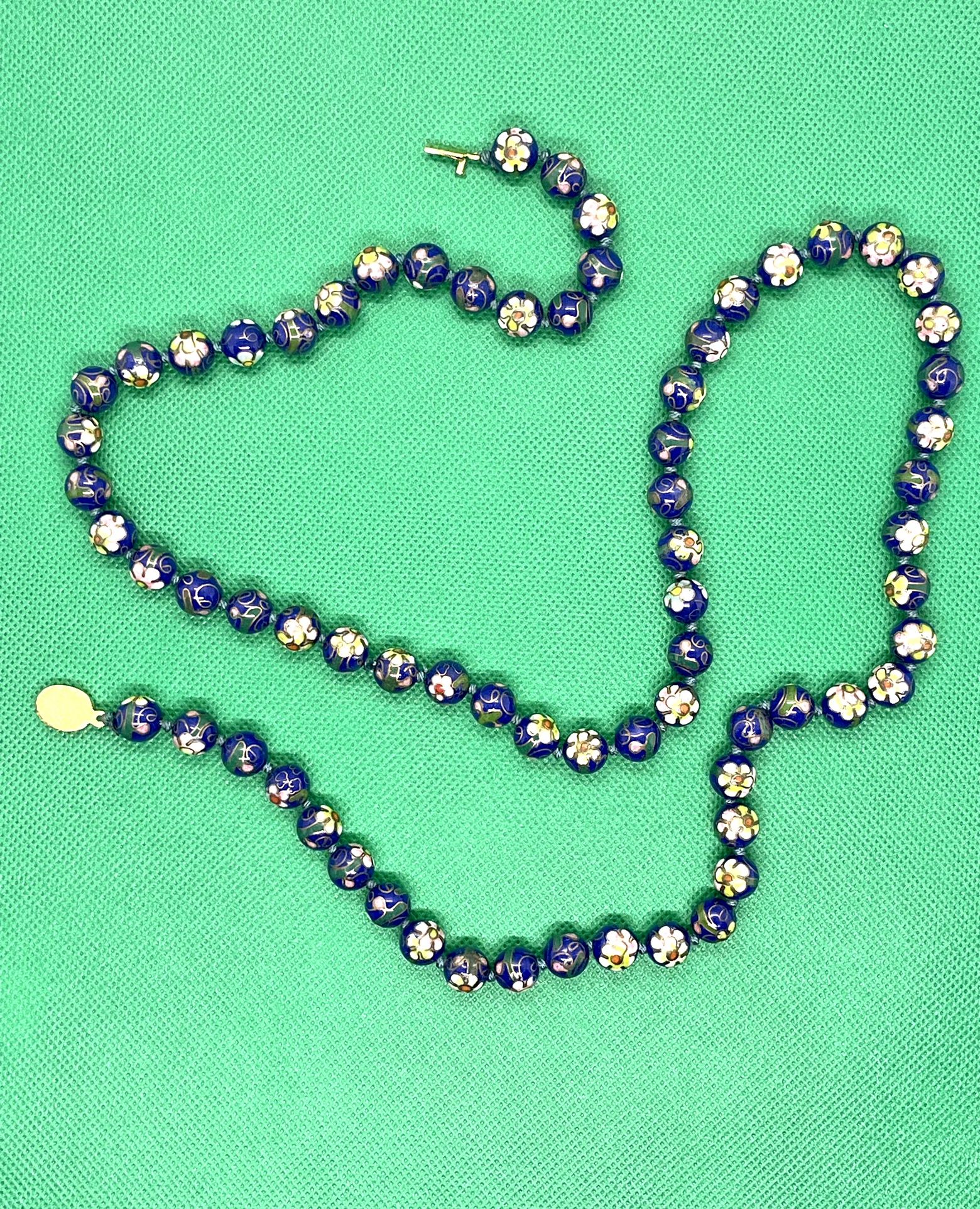 Vintage Estate Cloisonne Blue Necklace