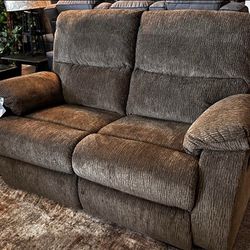 Scranto 2pc Manuel Reclining Sofa and Loveseat Livingroom Set,  Furniture Couch 