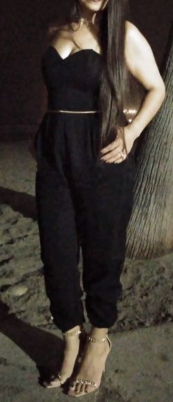 Strapless Black Pants Romper