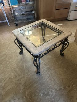 Marble Rod Iron Glass Table