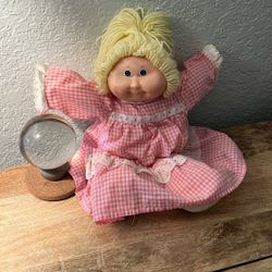 Vintage 1(contact info removed) Cabbage Patch Kids Doll Blonde Hair Pink Plaid Dress