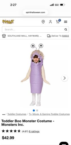 Boo monsters inc toddler costume