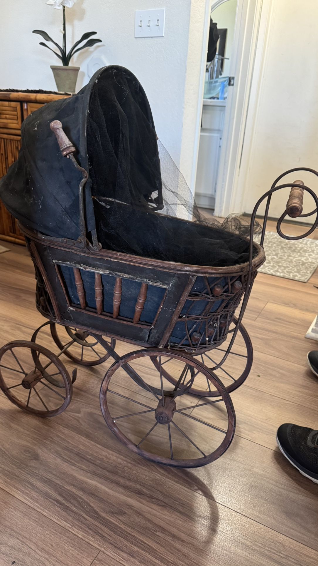 For Local Pickup Only! • Antique Miniature Victorian Rattan Doll Carriage/Pram/Buggy/Stroller