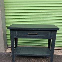 Dark Blue Console Table With Drawer And Shelf. 