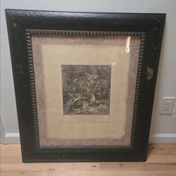 Antique Johann Elias Ridinger German Artist Stag Engraving 1721 Framed 35x31"