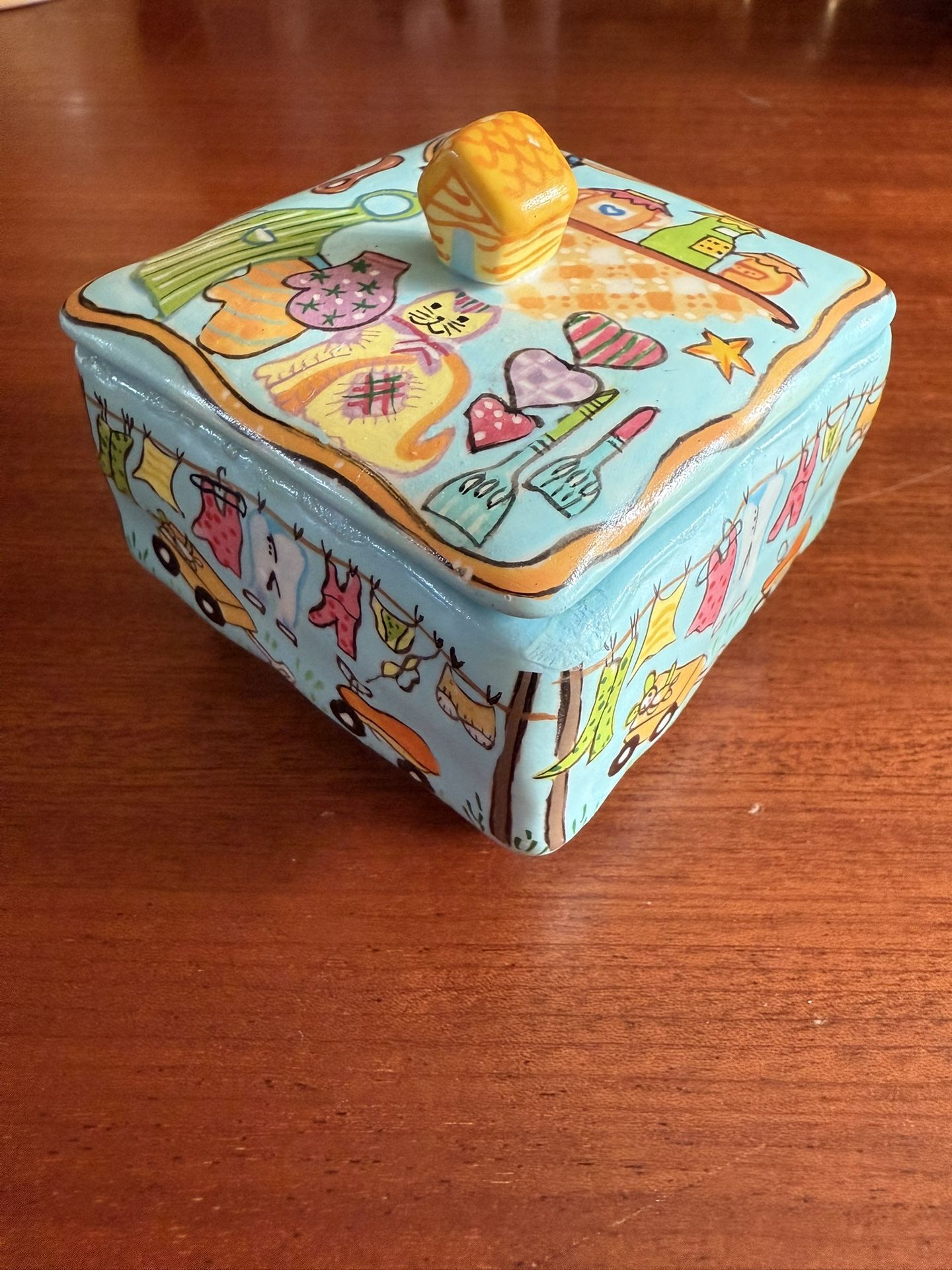Sweetest Little Blue Ceramic Trinket Box