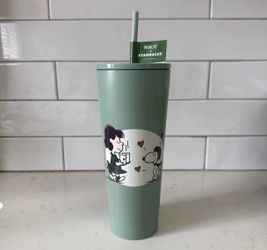 NEW LIMITED EDITION Starbucks Peanuts Snoopy & Green Reusable Tumbler w/ Straw