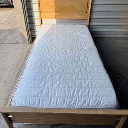 Twin Wood Bedframe with Mattress and Boxspring
