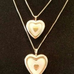 Mother Of Pearl Matching Heart Lockets