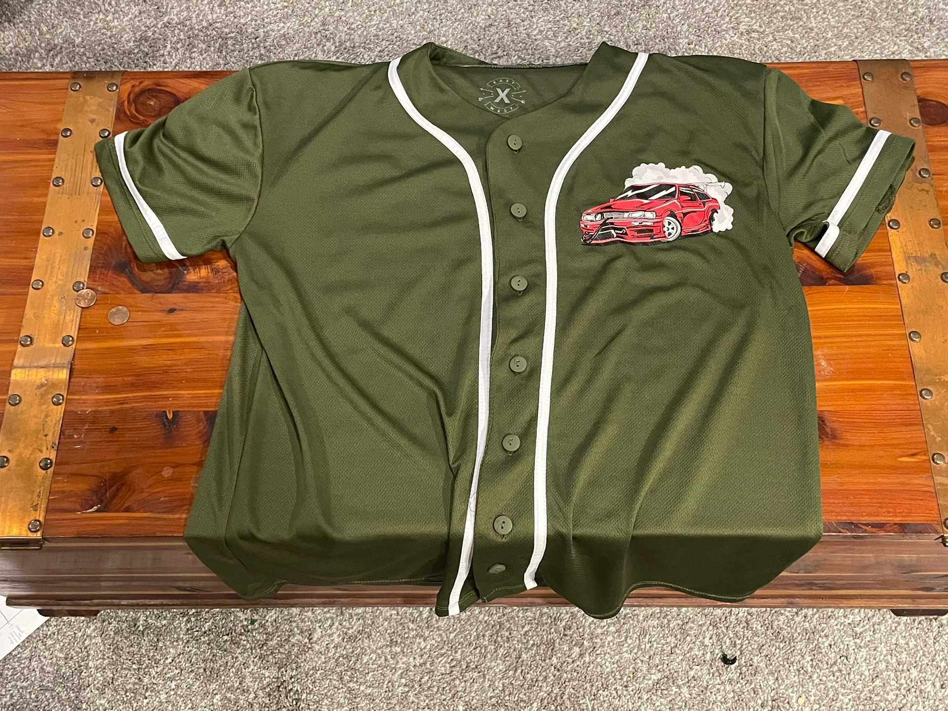 East West Baseball Jersey – Drifting Car Graphic (Size Large)