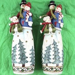 2 Piece Snowman Family Christmas Holiday Decoration Décor