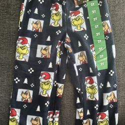 Toddler Grinch Print Fleece Holiday Matching Family Pajama Pants Navy Blue 2T
