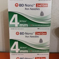 BD Nano 2nd Gen Pen Needles 4mm 32G - 3 New Sealed Boxes    Agujas BD Nano 2nd Gen 4mm 32G -3  Cajas Nuevas y Selladas