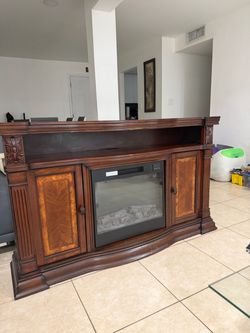 Wooden Electric Fireplace TV Stand Console
