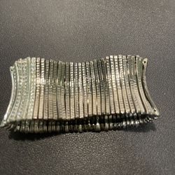 Vintage Two Tone Rhinestone Stretch Metal Bracelet Medium/Large