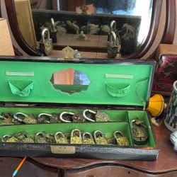 Old Tibet? Decorative Box With Misc Old Locks Inside