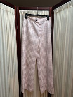 White Red Plaid Wide-Leg Trousers